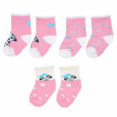 Set de trei perechi de șosete roz cu imprimeu cățeluș, pentru fetițe YO! 186622 