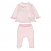 Set de bluză și pantaloni trageți cu picior pentru o fetiță, roz Chicco 186955 