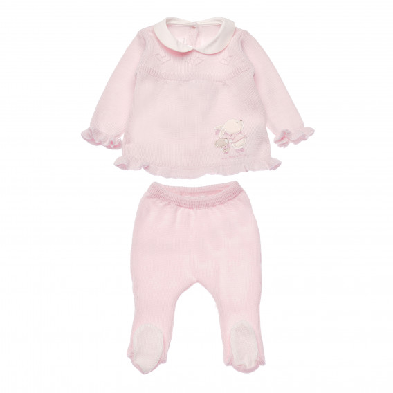 Set de bluză și pantaloni trageți cu picior pentru o fetiță, roz Chicco 186955 