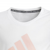 Tricou de marcă cu logo roz pentru fete, alb Adidas 187269 5