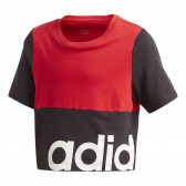 Tricou de bumbac, roșu și negru cu inscripția mărcii, pentru fete Adidas 187929 