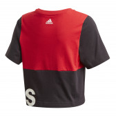 Tricou de bumbac, roșu și negru cu inscripția mărcii, pentru fete Adidas 187930 2
