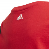 Tricou de bumbac, roșu și negru cu inscripția mărcii, pentru fete Adidas 187933 5
