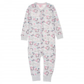 Salopetă-pijamale din bumbac cu decor unicorn pentru fetițe, gri Cool club 188888 