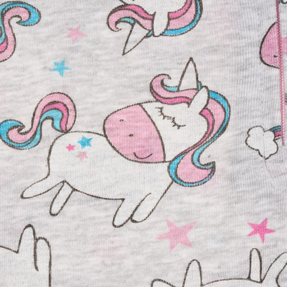 Salopetă-pijamale din bumbac cu decor unicorn pentru fetițe, gri Cool club 188890 3