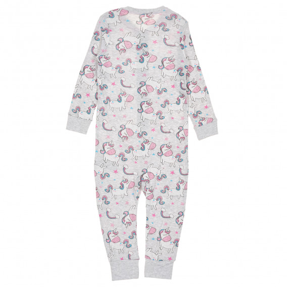 Salopetă-pijamale din bumbac cu decor unicorn pentru fetițe, gri Cool club 188891 4