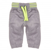 Pantaloni din bumbac cu detalii neon pentru băieței, gri Cool club 188896 
