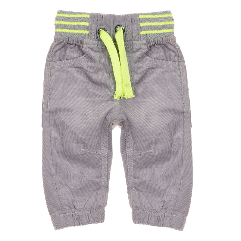 Pantaloni din bumbac cu detalii neon pentru băieței, gri  188896