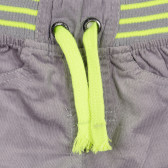 Pantaloni din bumbac cu detalii neon pentru băieței, gri Cool club 188897 2