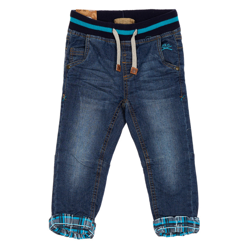 Jeans cu tiv îndoit și efect uzat pentru băieți, albastru  188904