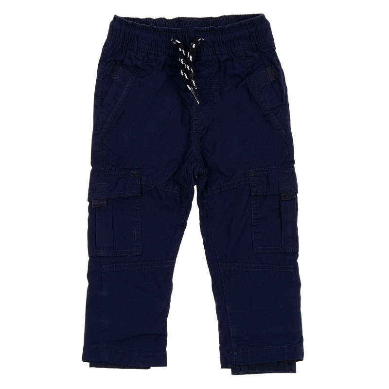 Pantaloni din bumbac cu buzunare exterioare pentru băieți, albastru închis  188999