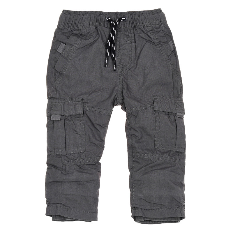 Pantaloni din bumbac cu buzunare exterioare pentru băieți, gri închis  189003