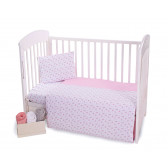 Set de lenjerie de pat pentru bebeluși - Jersey 4 piese, flori roz, 70x140 cm. Kikkaboo 189303 