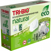 Tablete Eco naturale pentru mașină de spălat vase, cutie de carton, 25 buc. Tri-Bio 18949 