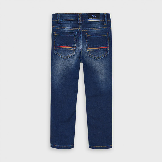 Jeans cu efect uzat și cusături colorate pentru băieți, albastru Mayoral 189721 2