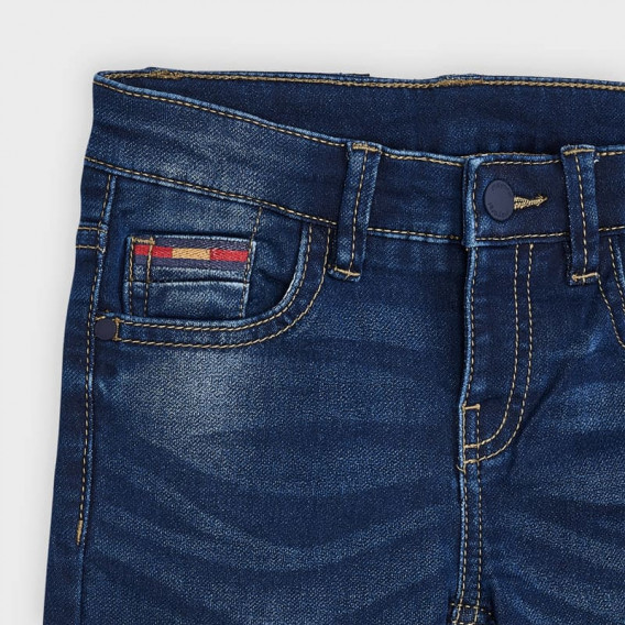 Jeans cu efect uzat și cusături colorate pentru băieți, albastru Mayoral 189722 3