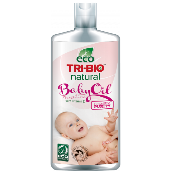 Ulei natural pentru bebeluși cu vitamina E, pentru piele sensibilă, sticlă de plastic, 200 ml. Tri-Bio 18980 