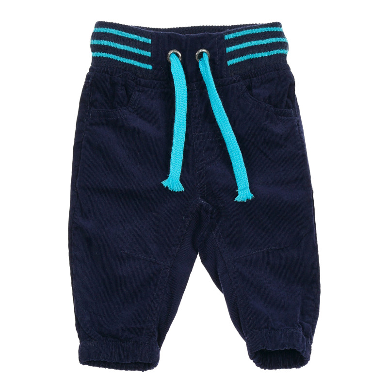 Pantaloni din bumbac cu accente contrastante pentru băieței, albaștri  190530