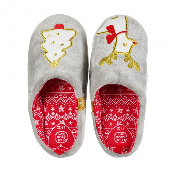 Papuci pentru fete, gri cu decorațiuni de Crăciun Cool club 192937 3