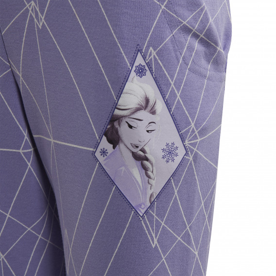 Pantaloni sport cu un imprimeu din filmul Frozen Kingdom pentru fete, violet Adidas 193071 4