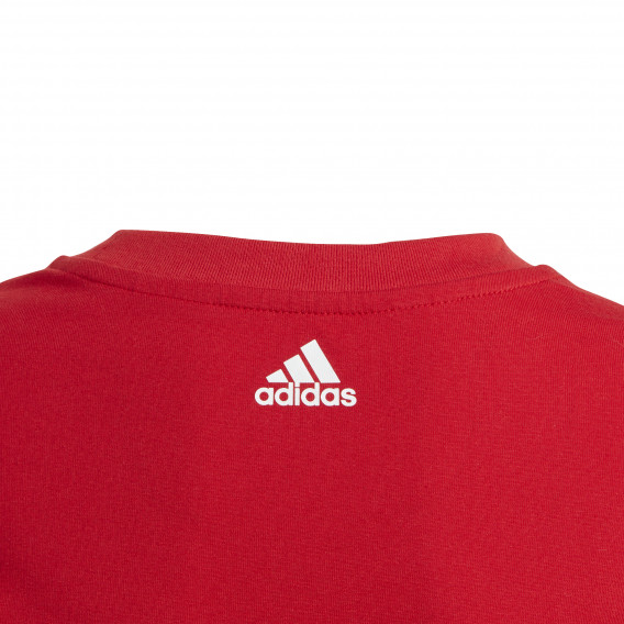 Tricou Adidas din bumbac cu inscripția marcii, roșu și albastru închis pentru băieți Adidas 193110 5