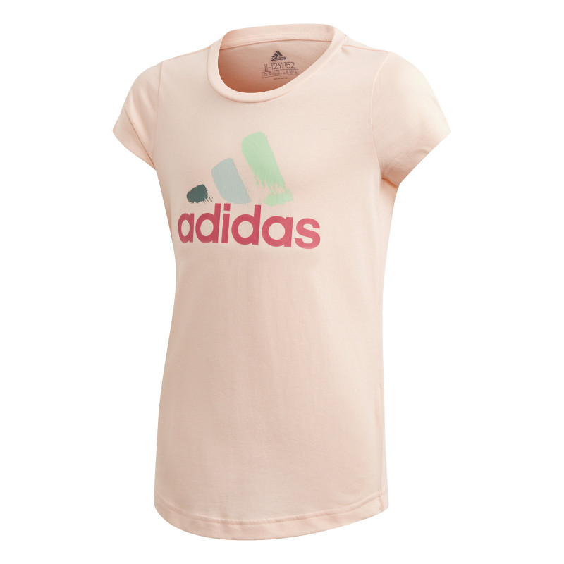 Tricou din bumbac cu sigla mărcii, roz deschis pentru fete  193121