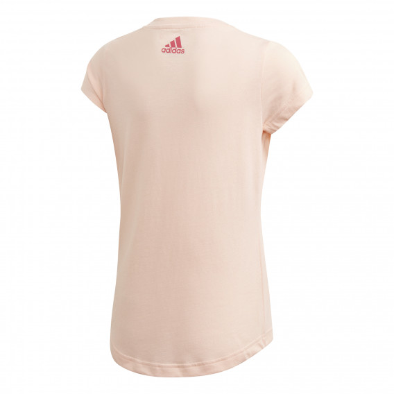 Tricou din bumbac cu sigla mărcii, roz deschis pentru fete Adidas 193122 2