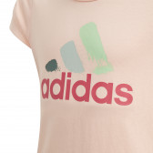 Tricou din bumbac cu sigla mărcii, roz deschis pentru fete Adidas 193125 5