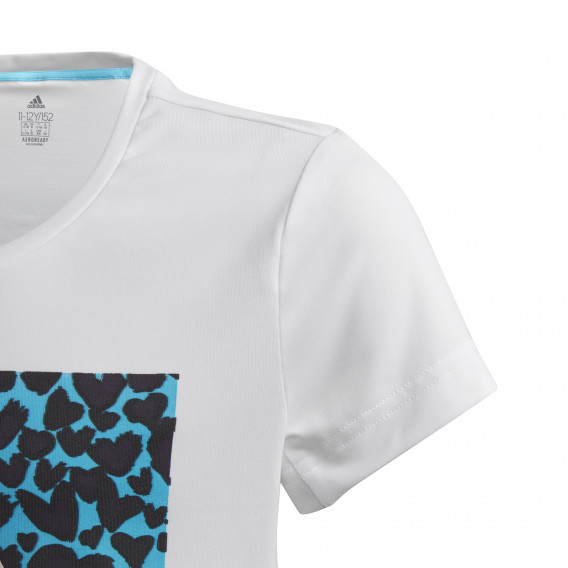 Tricou alb cu inimi și sigla mărcii, pentru fete Adidas 193138 3