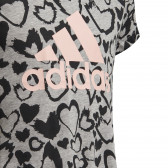Tricou cu inimi imprimate și un logo roz, gri pentru fete Adidas 193152 4