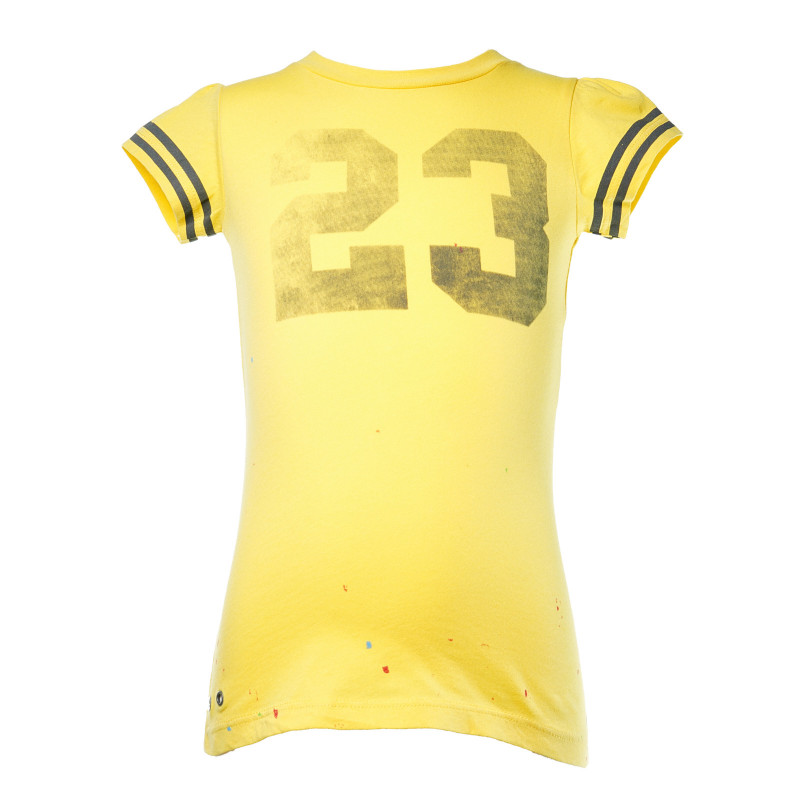 Tricou de bumbac pentru băieți, cu imprimeu numărul 23, galben  19414
