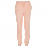 Pantaloni cu inscripție argintie a mărcii pentru fete, roz Guess 194223 