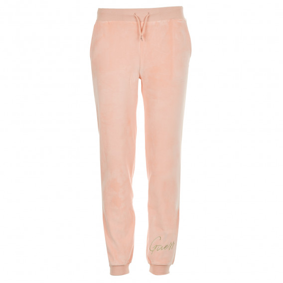 Pantaloni cu inscripție argintie a mărcii pentru fete, roz Guess 194223 
