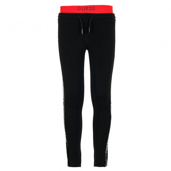 Pantaloni cu talie roșie elastică pentru fete, negri Guess 194251 
