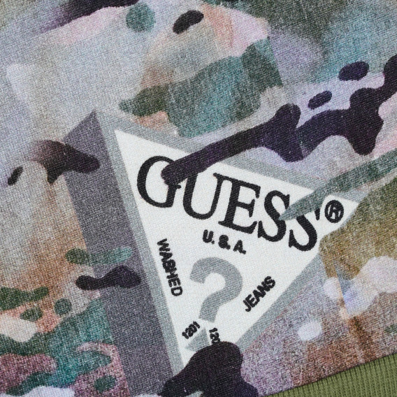 Hanorac din bumbac cu imprimeu de camuflaj pentru un băiat, verde Guess 194265 2