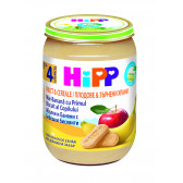 Mere organice și banane cu biscuiți pentru bebeluși, 3-5 luni, borcan 190 g. Hipp 19613 