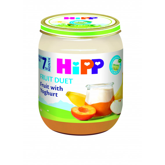 Fruct organic cu iaurt, 6-8 luni, borcan 160 g. Hipp 19616 