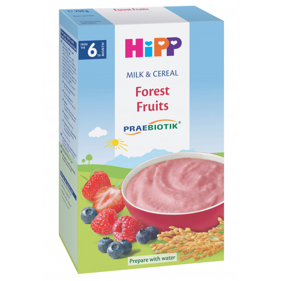 BIO Cereale cu lapte și fructe de pădure - 250 gr. Hipp 19624 