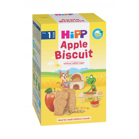 Biscuiți organici pentru bebeluși cu măr, 1+ ani, cutie 150 gr. Hipp 19630 