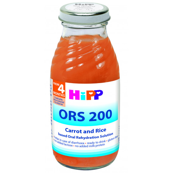 Soluție de rehidratare orală ORS 200 cu morcovi și orez Hipp 19633 