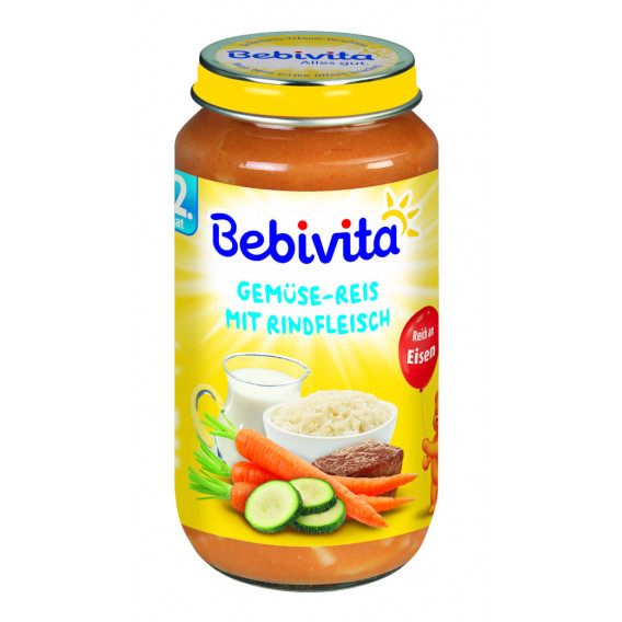 Piure de orez cu legume și carne de vițel Bebivita 19650 