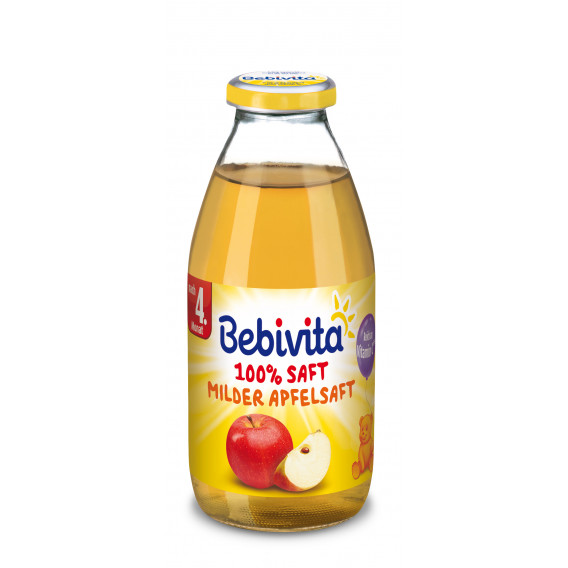 Suc de mere ușor, 3-5 luni, sticlă de sticlă de 200 ml. Bebivita 19663 