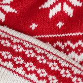 Fes tricotat cu fulgi de zăpadă roșu și alb Benetton 198674 3