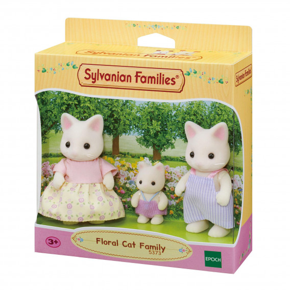 Set de figurine Sylvanian Families - Familia pisicilor, floral, 3 piese Sylvanian Families 201029 