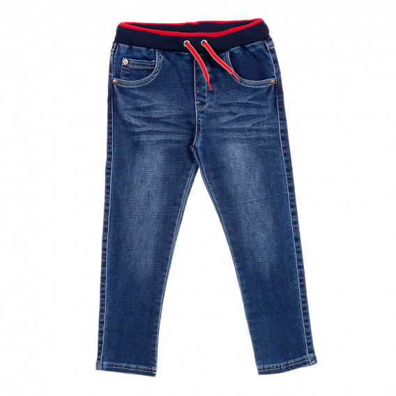 Pantaloni denim cu talie elastică largă în albastru și roșu pentru băieți Boboli 201570 5