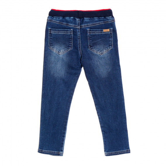 Pantaloni denim cu talie elastică largă în albastru și roșu pentru băieți Boboli 201573 8