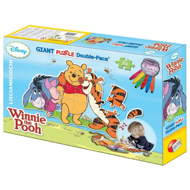Puzzle pentru copii Winnie the Pooh și prietenii 2 în 1 cu markere colorate, 33 de piese  201770
