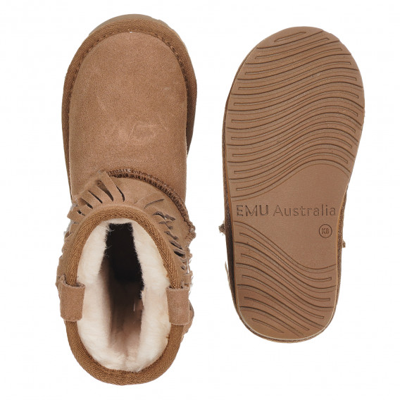 Cizme bej din piele naturală cu franjuri Emu-Australia 202265 3