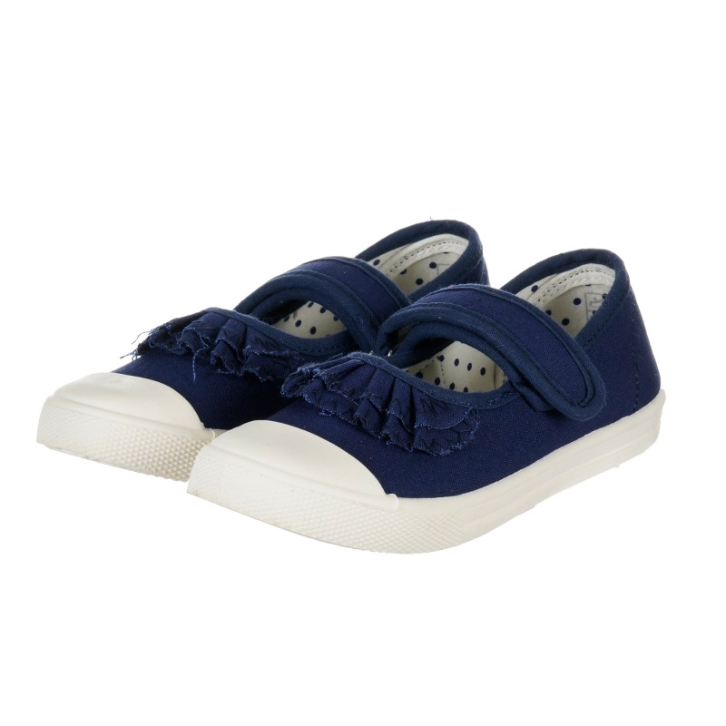 Pantofi din material textil, albastru cu volănașe  202293