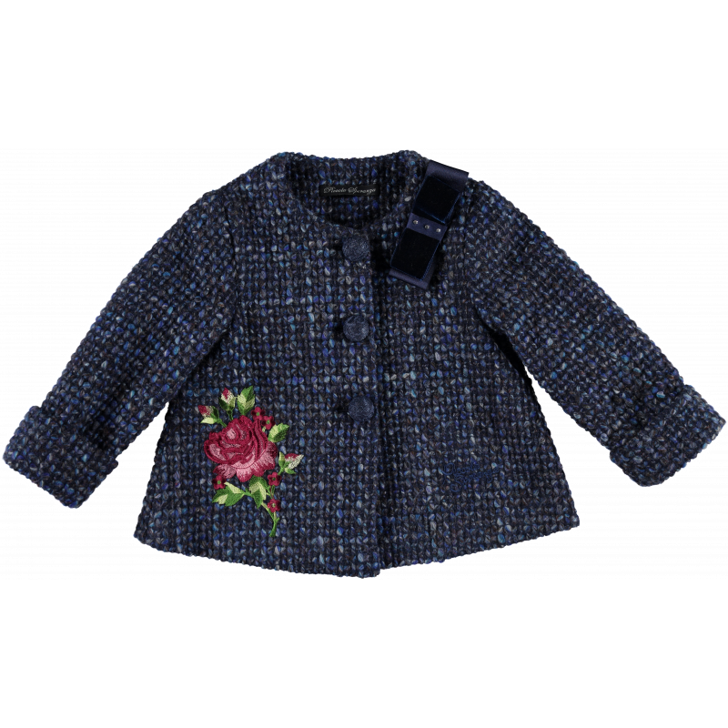Palton de iarnă cu trandafir brodat pentru fete  20316